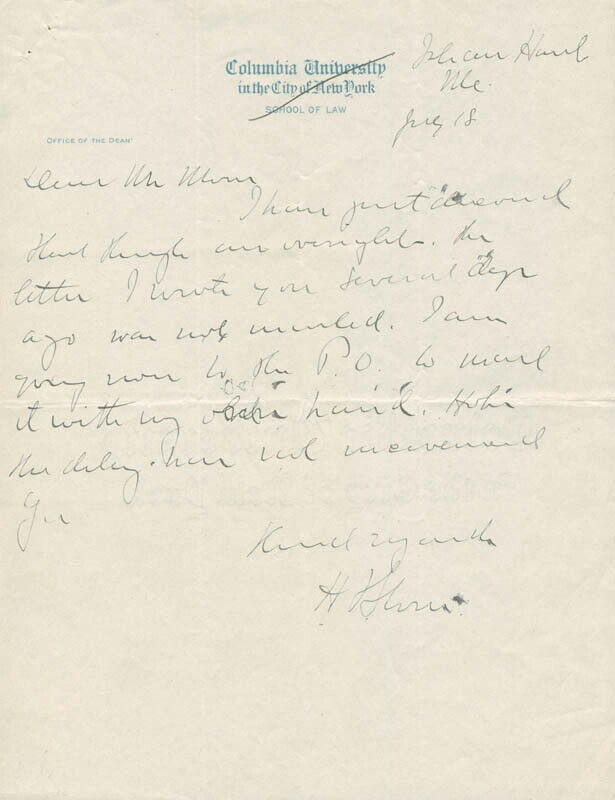 HARLAN F. STONE - AUTOGRAPH LETTER SIGNED 07/18