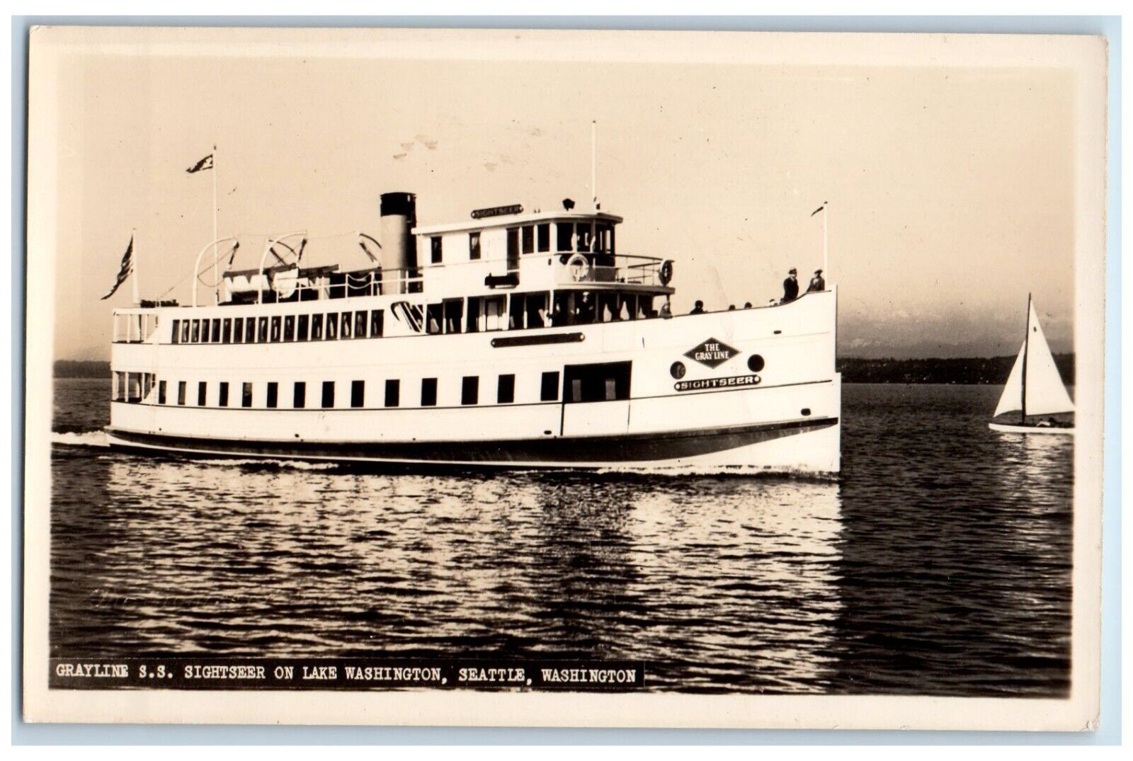 c1940's SS Grayline Ship On Lake Washington Seattle WA RPPC Photo Postcard