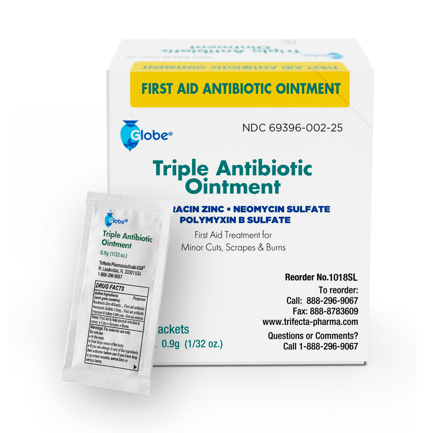 Globe Triple Antibiotic Ointment 0.9g Single Packets. (25 Packets per Box)