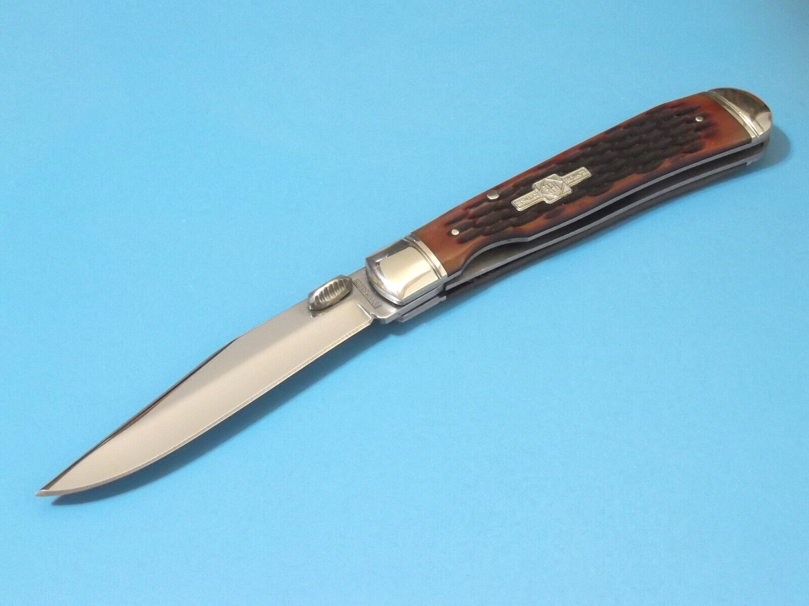 ROUGH RYDER RR1129 Trapper Linerlock Brown jigged bone knife 4 1/8\