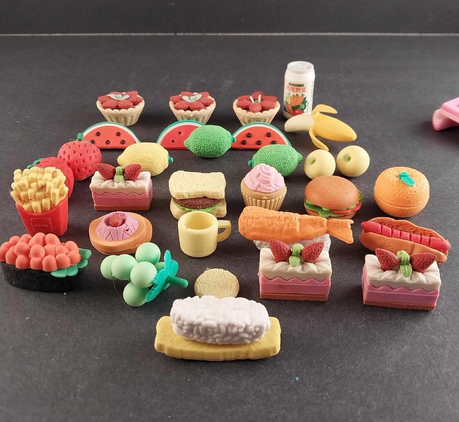 Eraser Food Lot of 31 Different Types of Food Hotdog Apple Sushi Pies