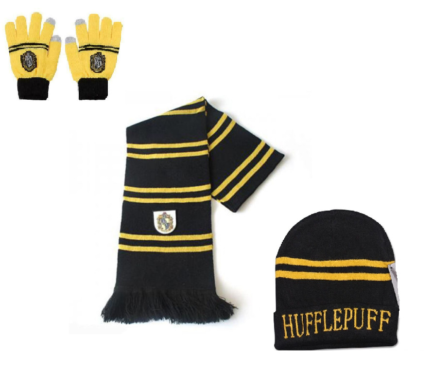 For Harry Potter Hufflepuffle House Scarf Hat Gloves Soft Warm Costume Xmas Gift