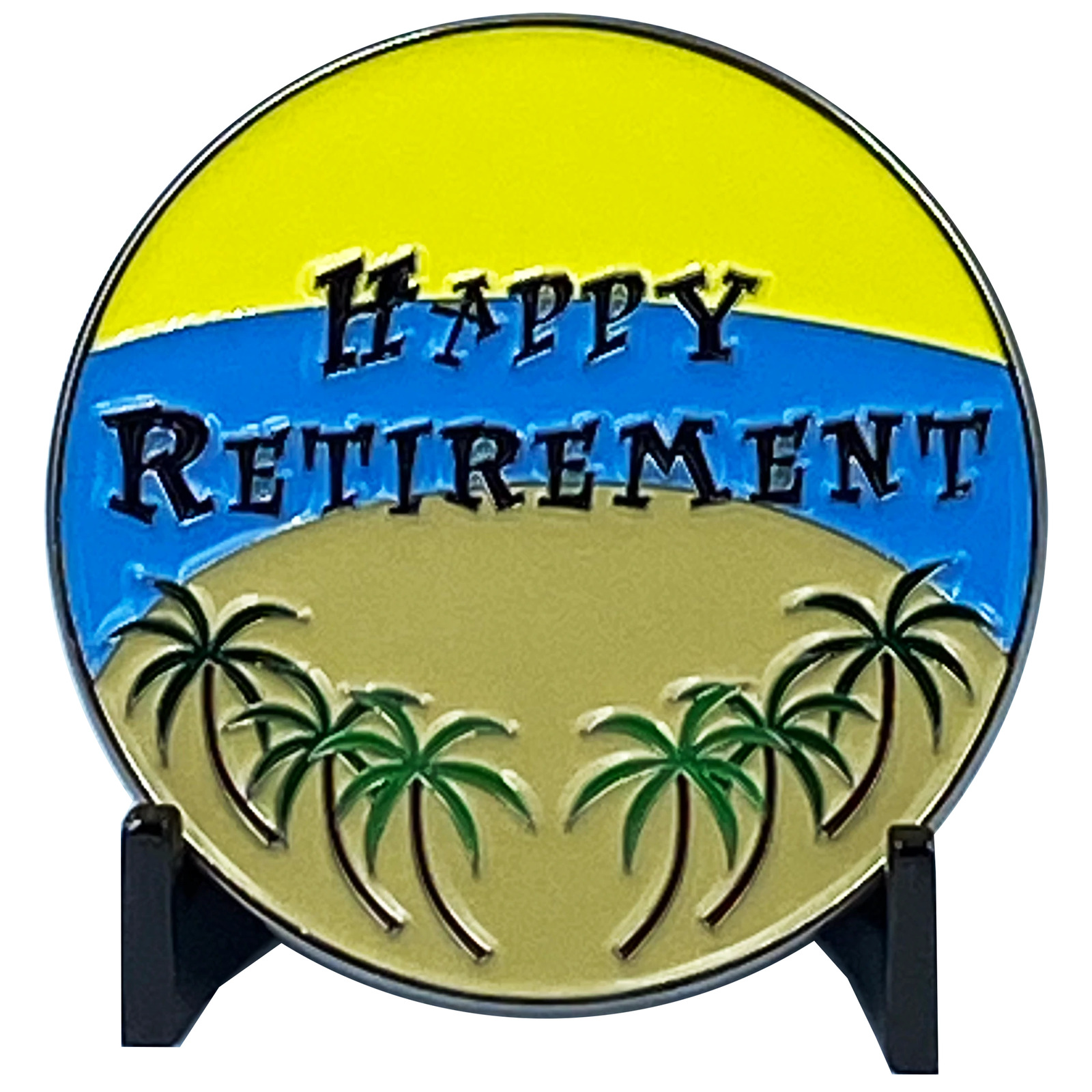 DL5-12 Happy Retirement Police Officer Challenge Coin Car Palm Tree Beach Gift T
