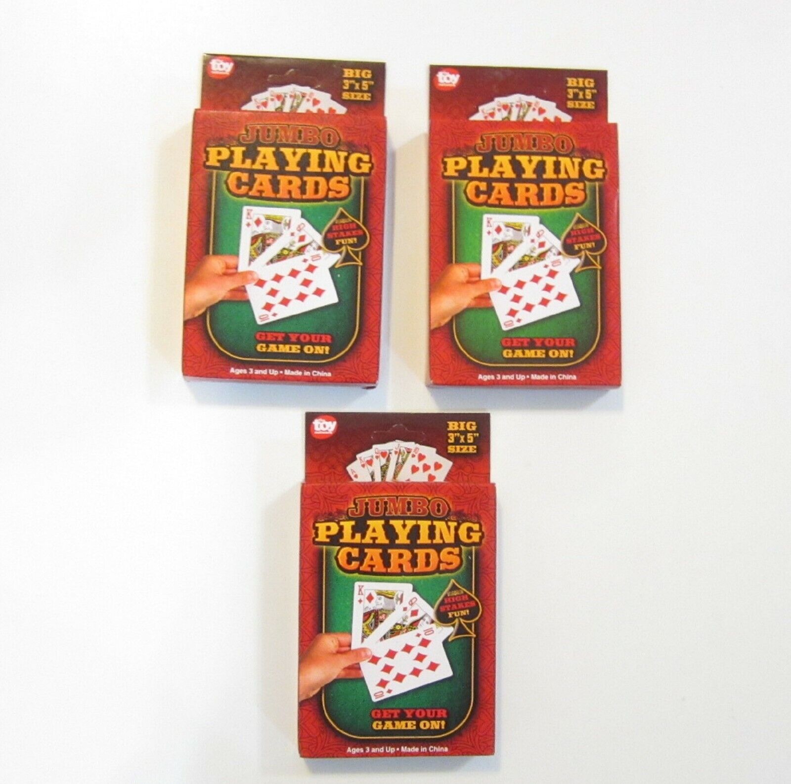 3 NEW DECKS OF JUMBO PLAYING CARDS LARGE PLASTIC COATED POKER CARD DECK 3\