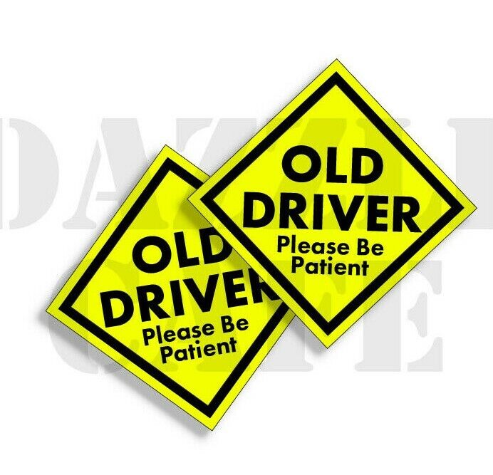 Old Driver Sticker Bright Yellow Safety Decal School Teen Driver 5.5\