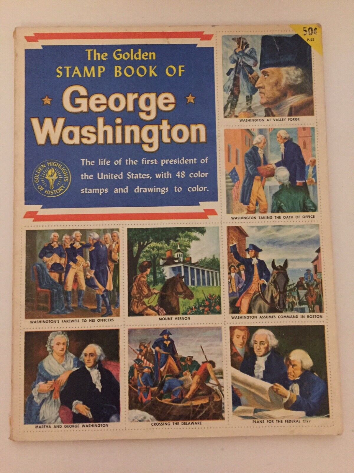 Vintage 1954 The Golden Stamp Book Of George Washington - Softcover