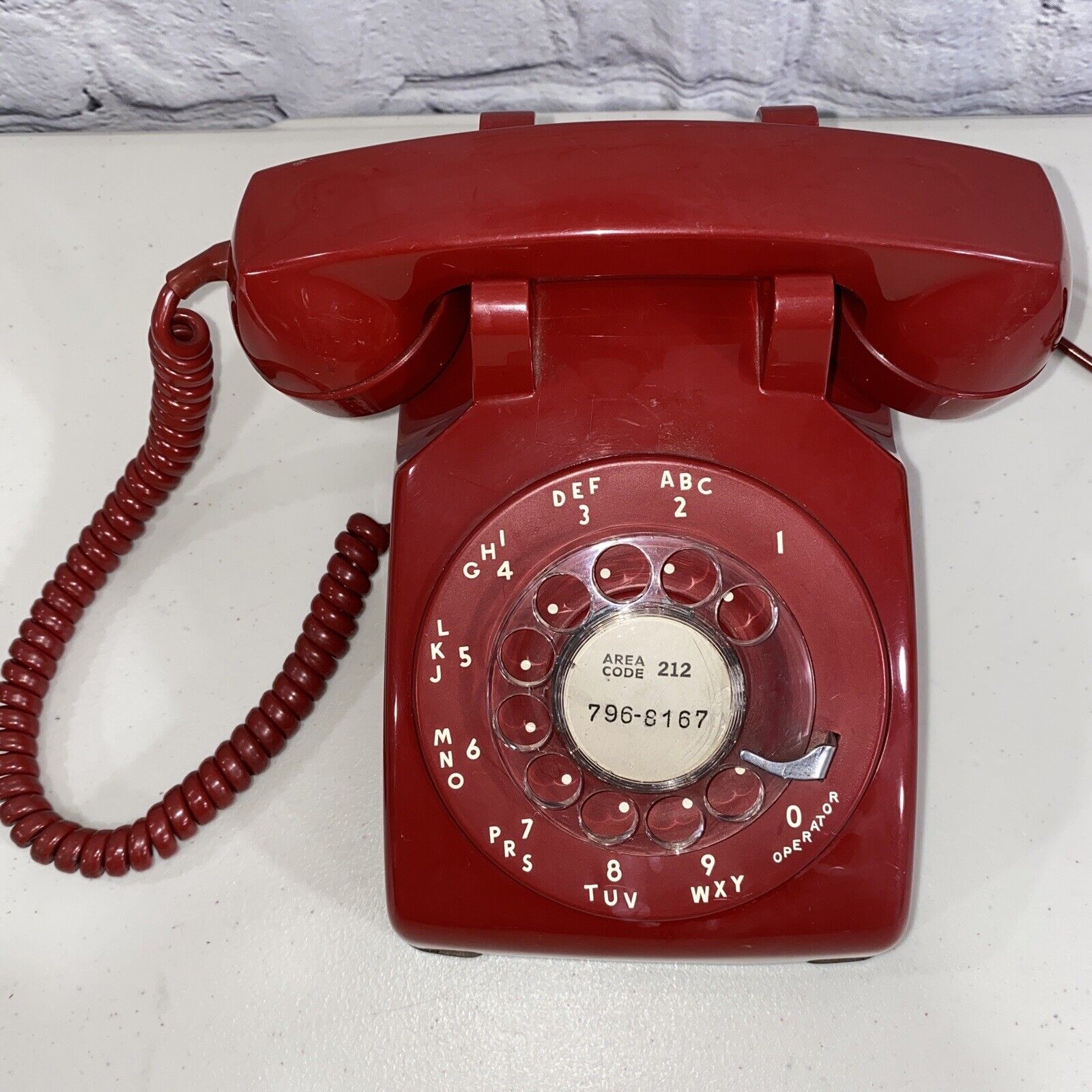 Western Electric Bell System Rotary Dial Red NYC Area Code Telephone 1950’s VTG