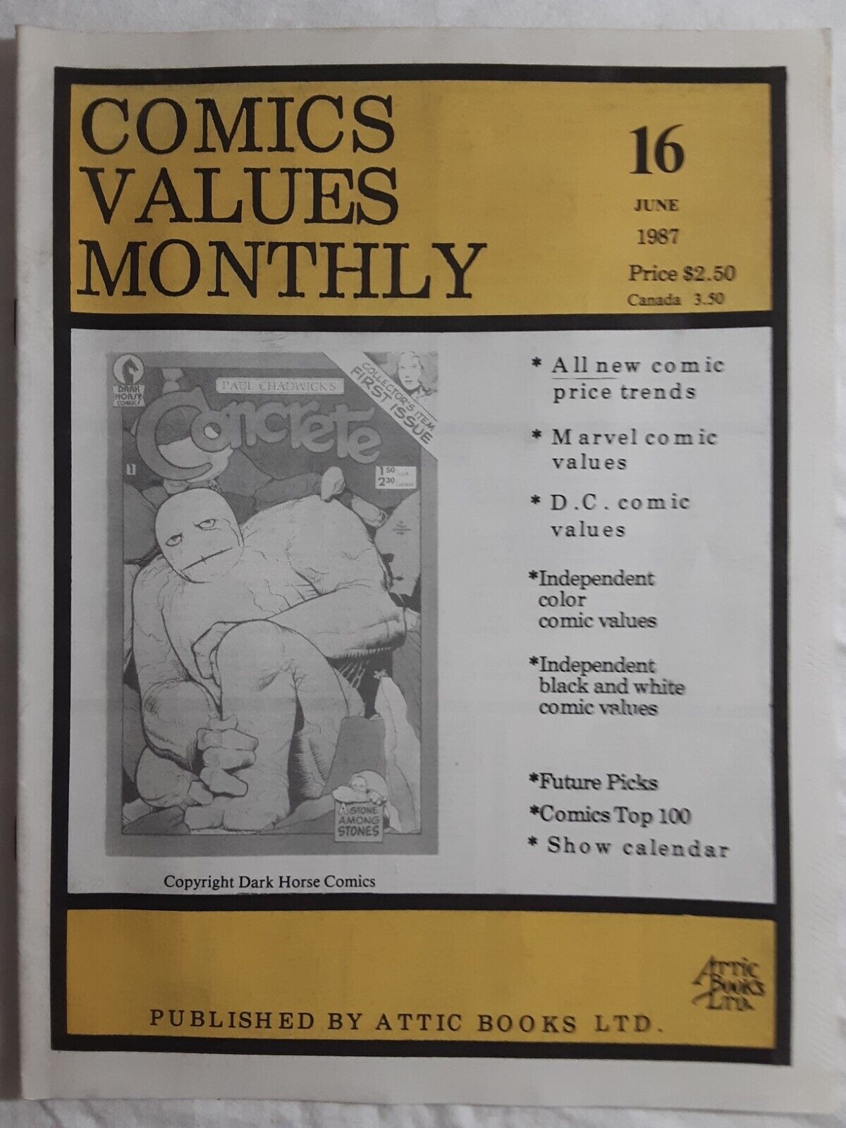Comics Values Monthly NEW 16 June 1987  Concrete 1 cover - no ads