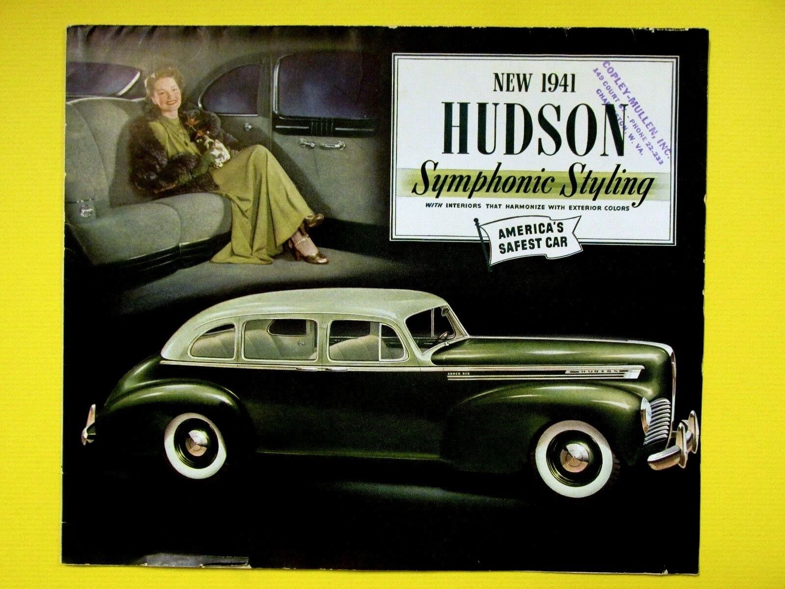 Vintage 1941 HUDSON Sales Dealer Brochure Copley Mullen Charleston West Virginia