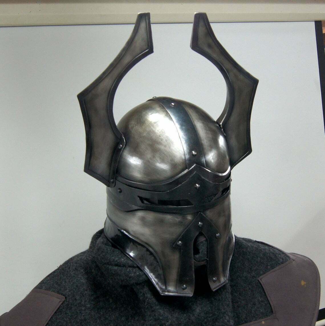 Blackened 18 Gauge Steel Medieval Warhammer Chaos Helmet Cosplay Replica Costume