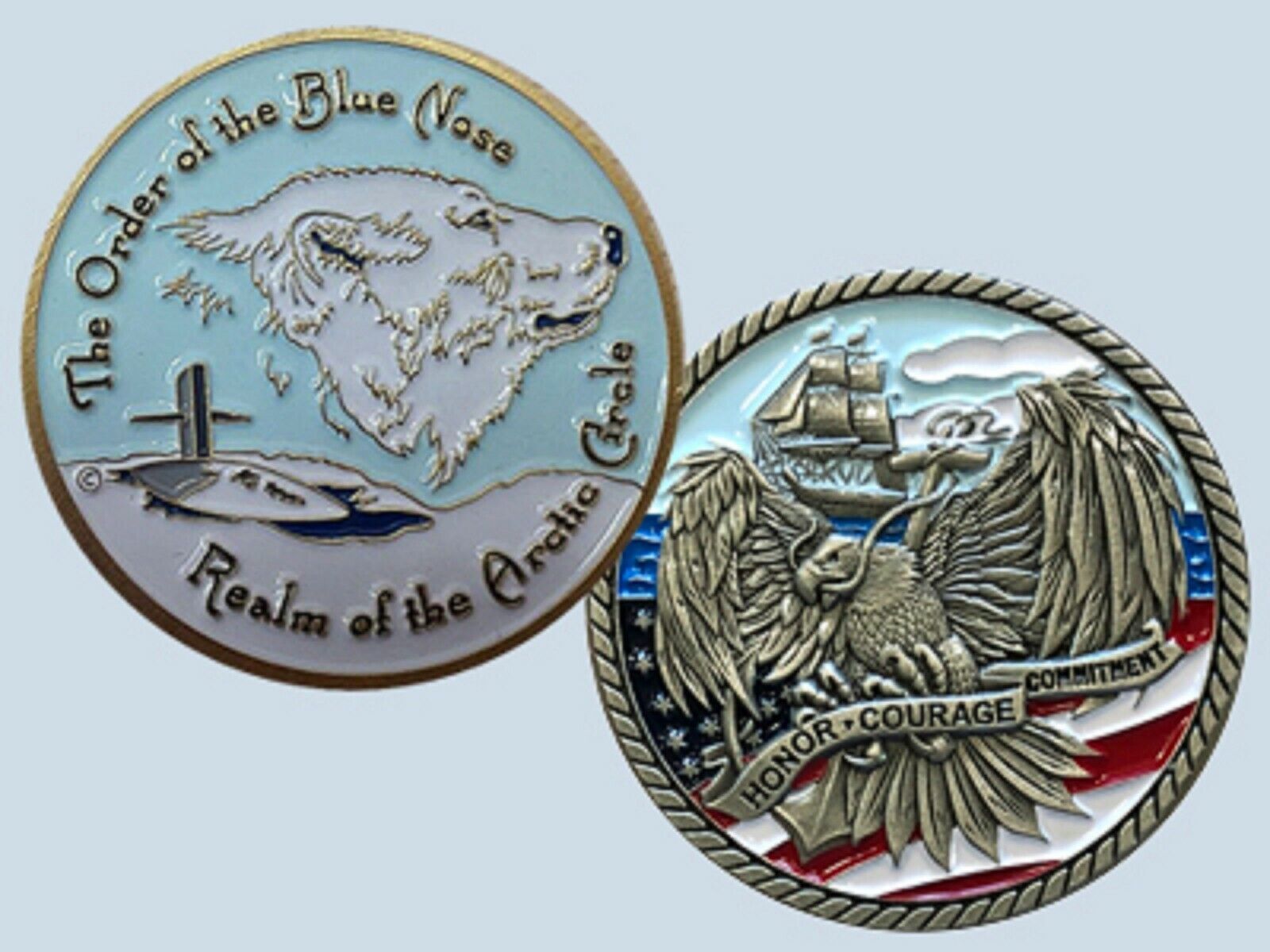 NAVY ORDER OF THE BLUE NOSE REALM OF THE ARCTIC CIRCLE CHALLENGE COIN