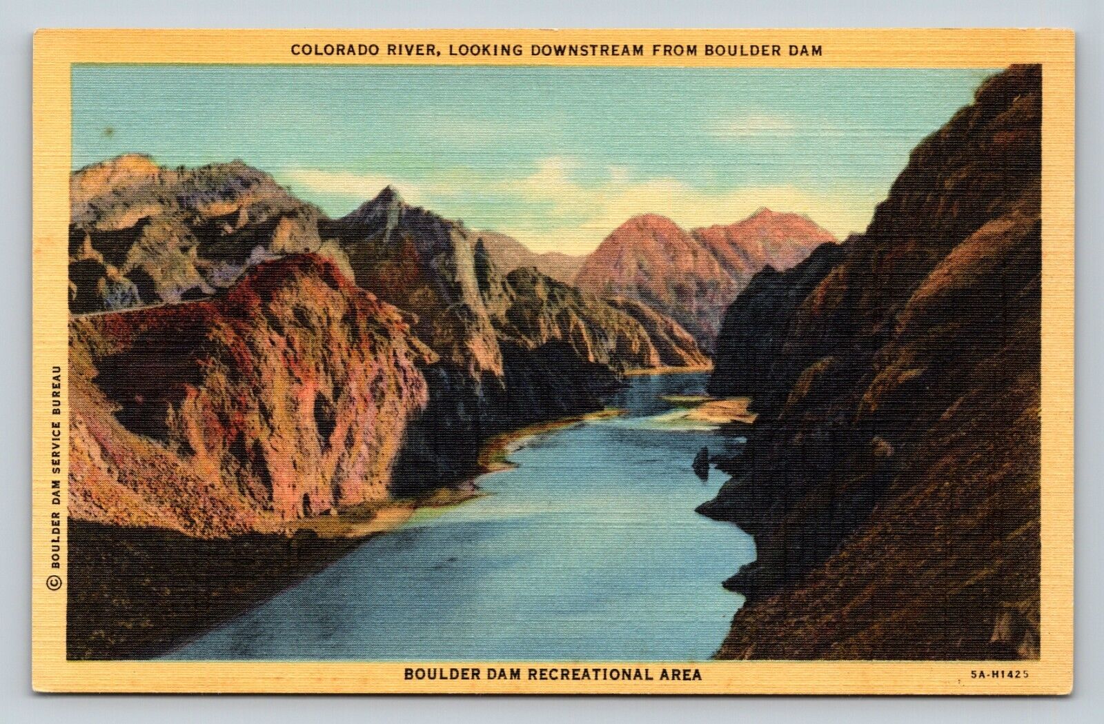 Colorado River from Boulder Dam Beautiful VINTAGE Postcard