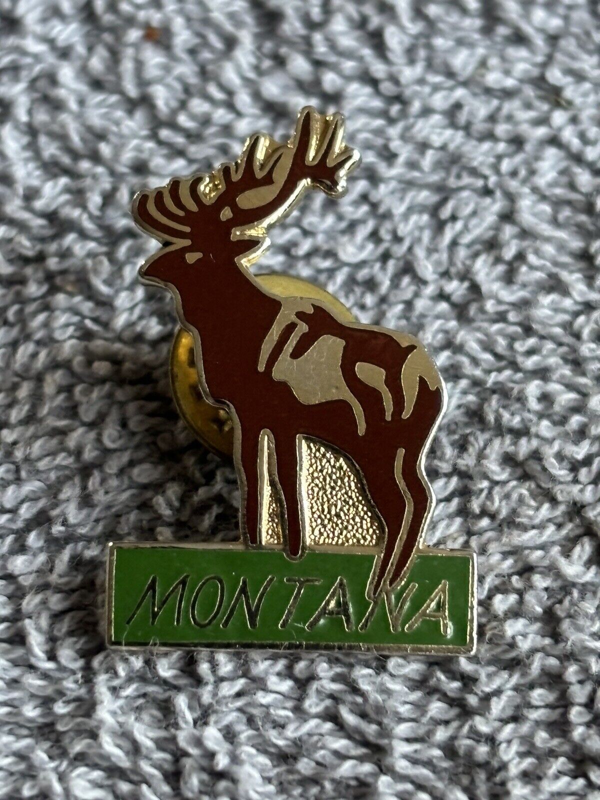 Vintage Enamel Montana Deer Elk Lapel Hat Jacket Pin Same Day 