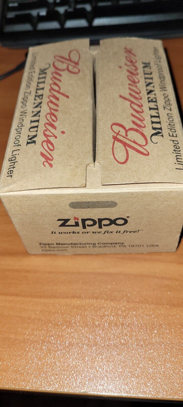 Unfired Sealed BUDWEISER Millennium Limited Edition Brass  Zippo Lighter  & Box