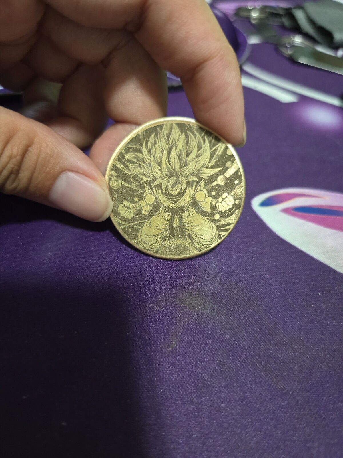 Custom Laser-engraved Goku Brass Coin