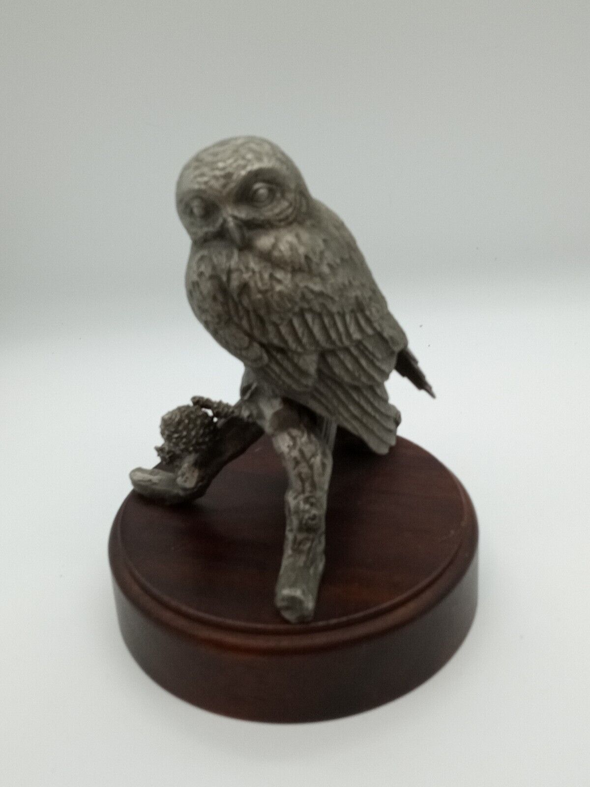 Vintage 1976 Lance Fine Pewter Collectible PYGMY OWL Sculpture by Irving BURGUES