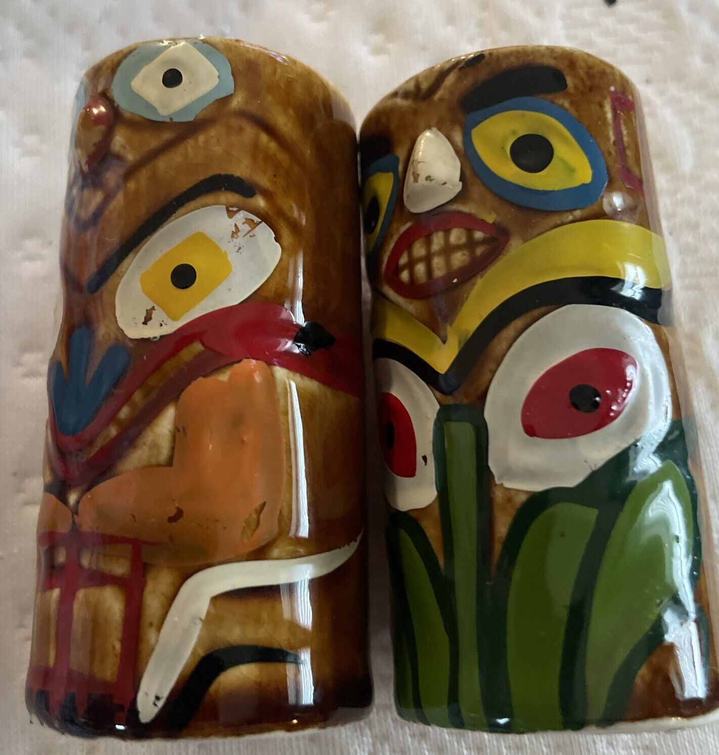 Victoria Ceramics Tiki Totem Pole Salt and Pepper Shakers