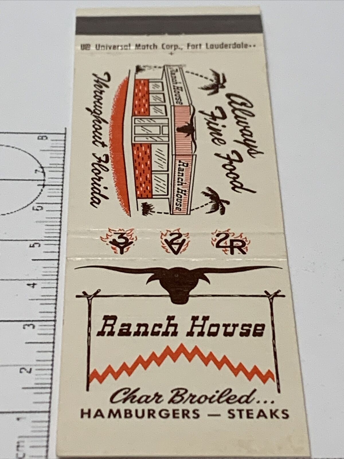 Front Strike Matchbook Cover  Ranch House  Throughout  Florida  gmg  Steaks