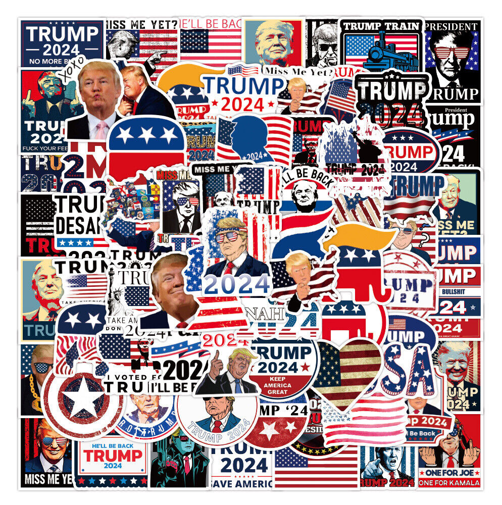 100 PCS 2024 Donald Trump President Personality Stickers Car Bumper/Republican