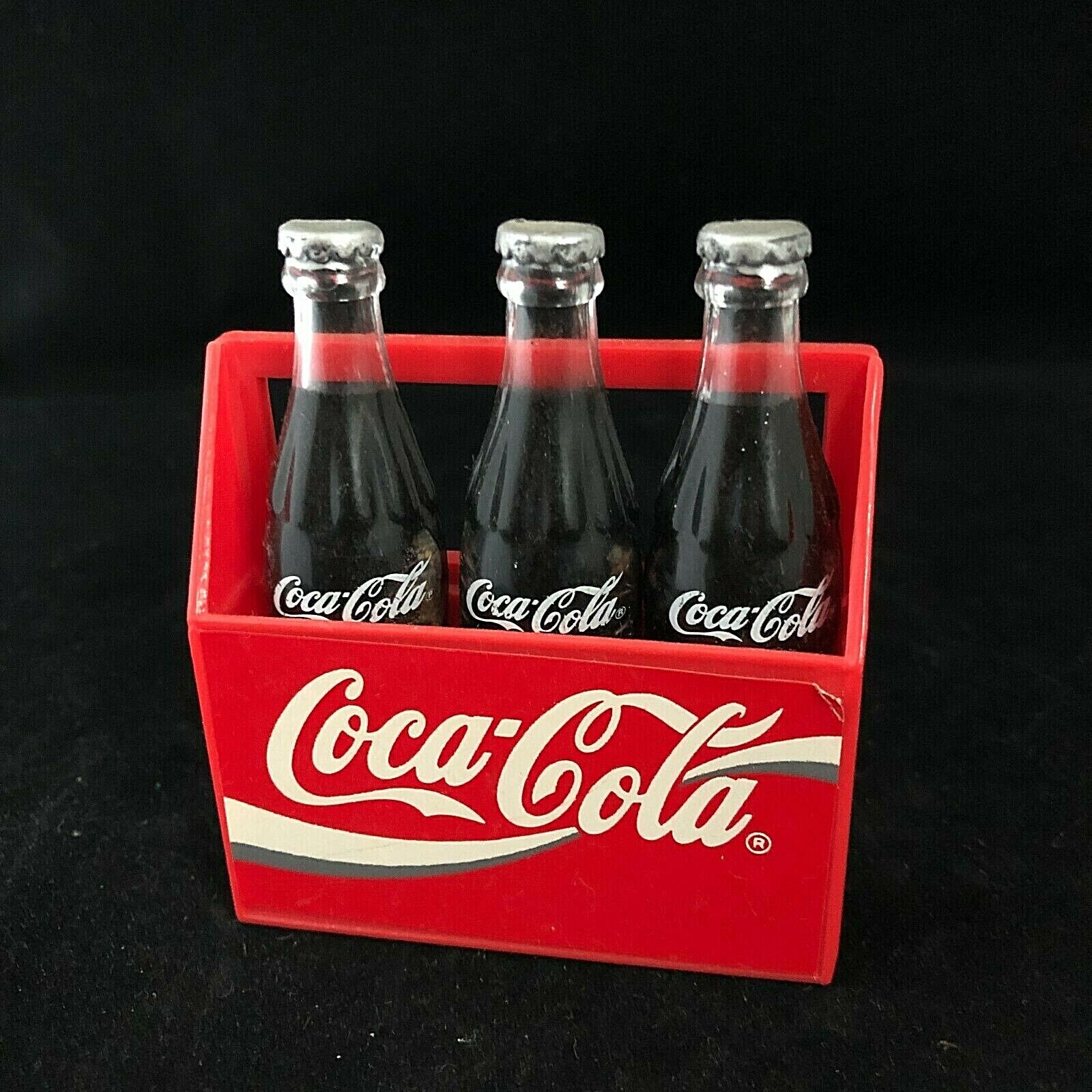 Coca-Cola Three Bottles Magnets and Bottle Holder - 1993