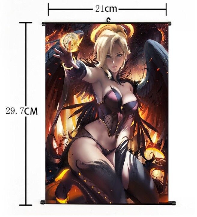 Hot Japan Anime Mercy Art Home Decor Poster Wall Scroll 8