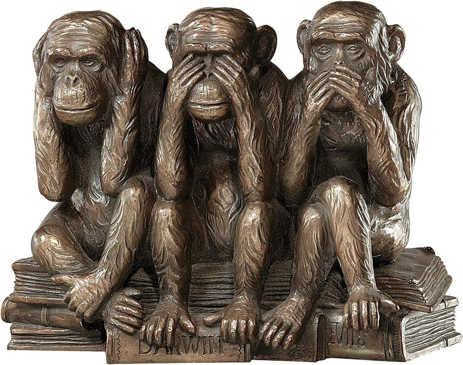 PD0093 Hear-No, See-No, Speak-No Evil Monkeys Animal Statue Three Truths of Man