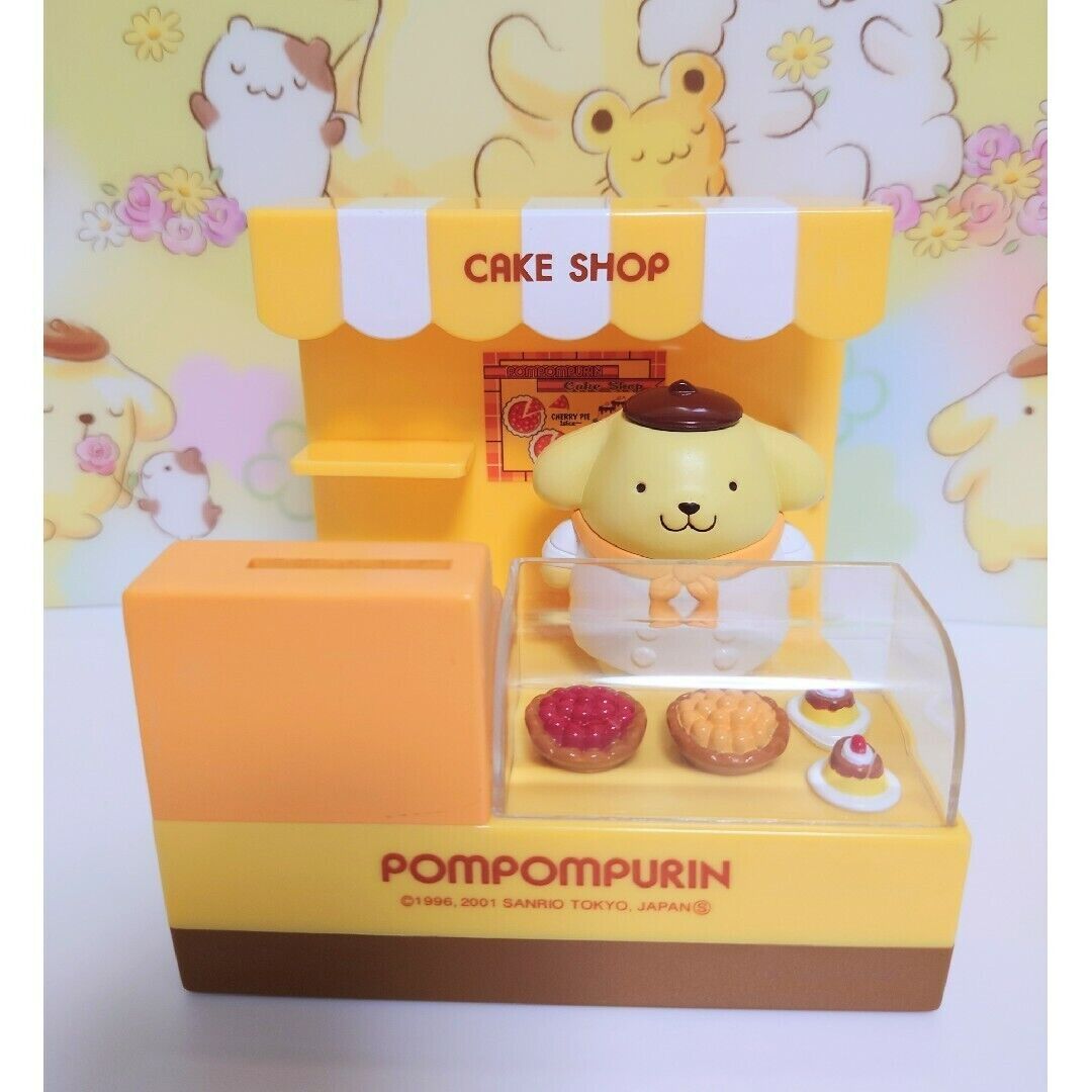 Sanrio Pompompurin cake shop piggy bank 2001 vintage JAPAN