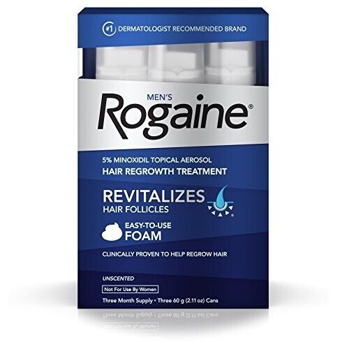 Men's ROGAINE 5% Minoxidil Unscented Foam Hair Regrowth Treatment exp 2/2024