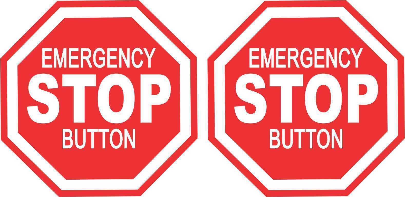 2.5in x 2.5in Emergency Stop Button Vinyl Stickers Business Safety Sign Decals