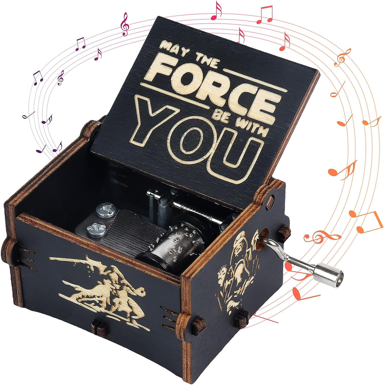 Star Wars Hand Cranked Music Box For Men Father's Day Bday Gifts Wooden Engraved