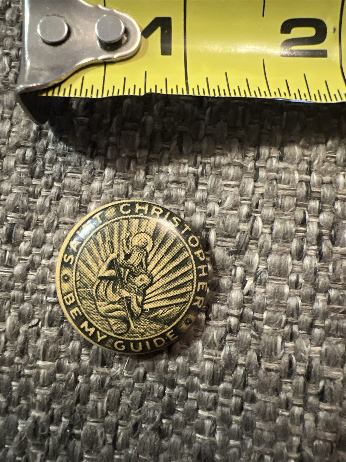 Vintage St. Saint Christopher Be My Guide Protection Pinback