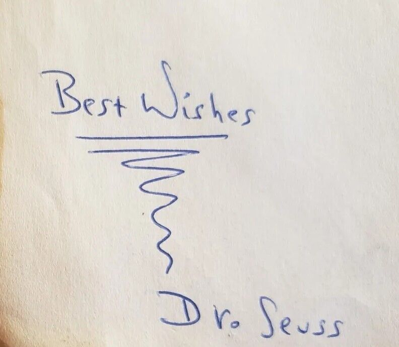 dr seuss autograph from 1957 first edition Just cover page with signature