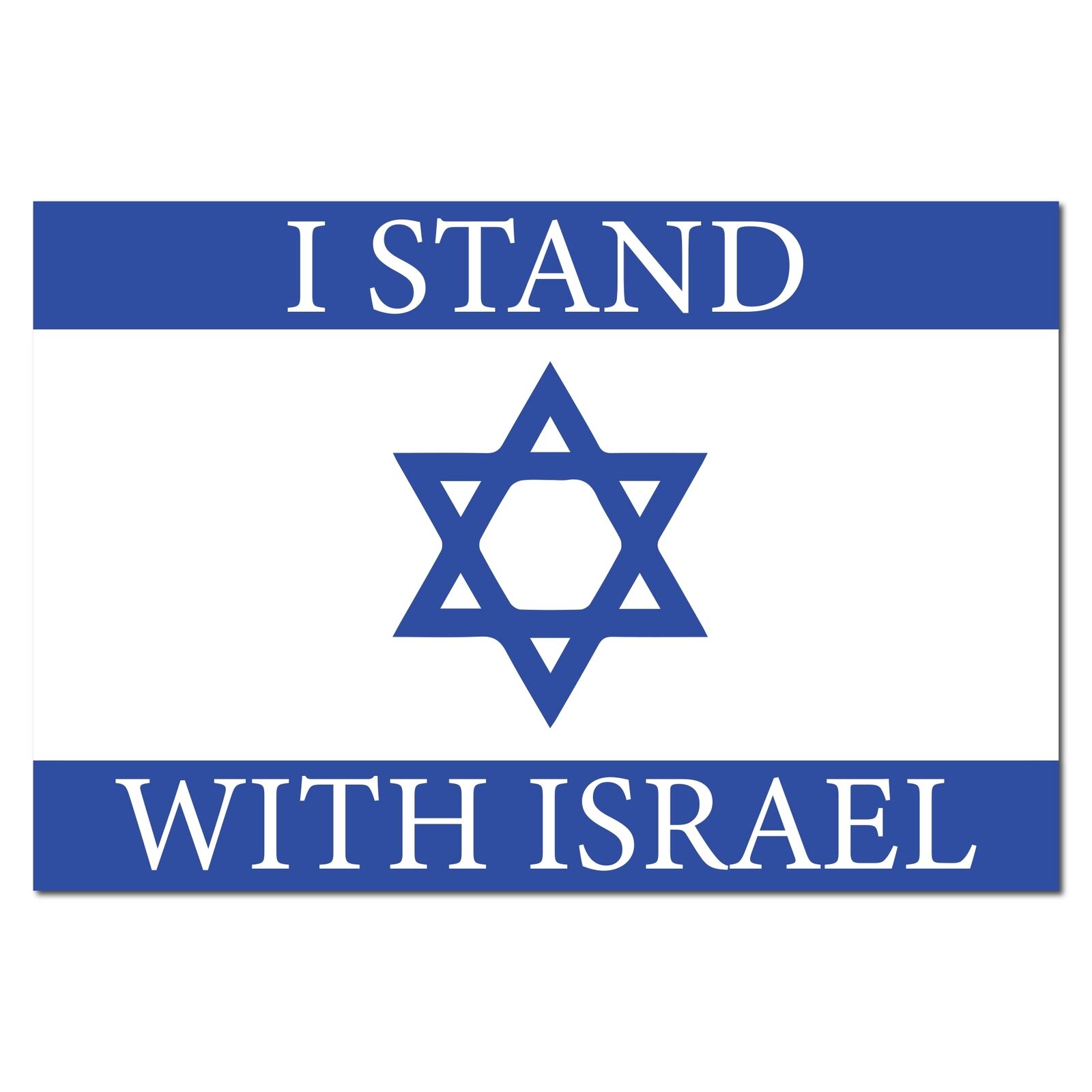 I Stand With Israel Israeli Flag Magnet Decal, 4x6 Inches, Blue and White
