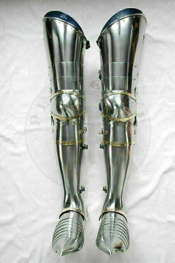 Medieval Steel Full Set Leg Armor Knight Greaves With Shoes Cosplay Christmas