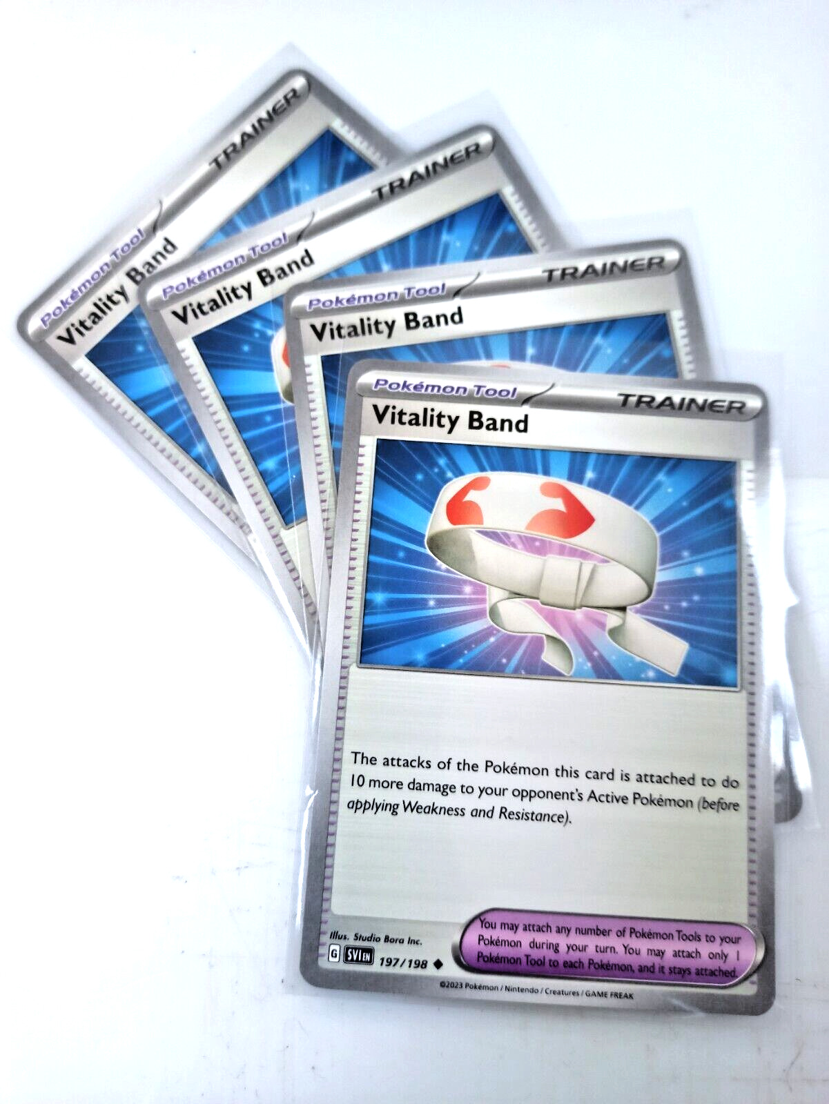 Pokemon Cards TCG 197/198 Vitality Band 4x Play Set Trainer Tool NM/M Playset