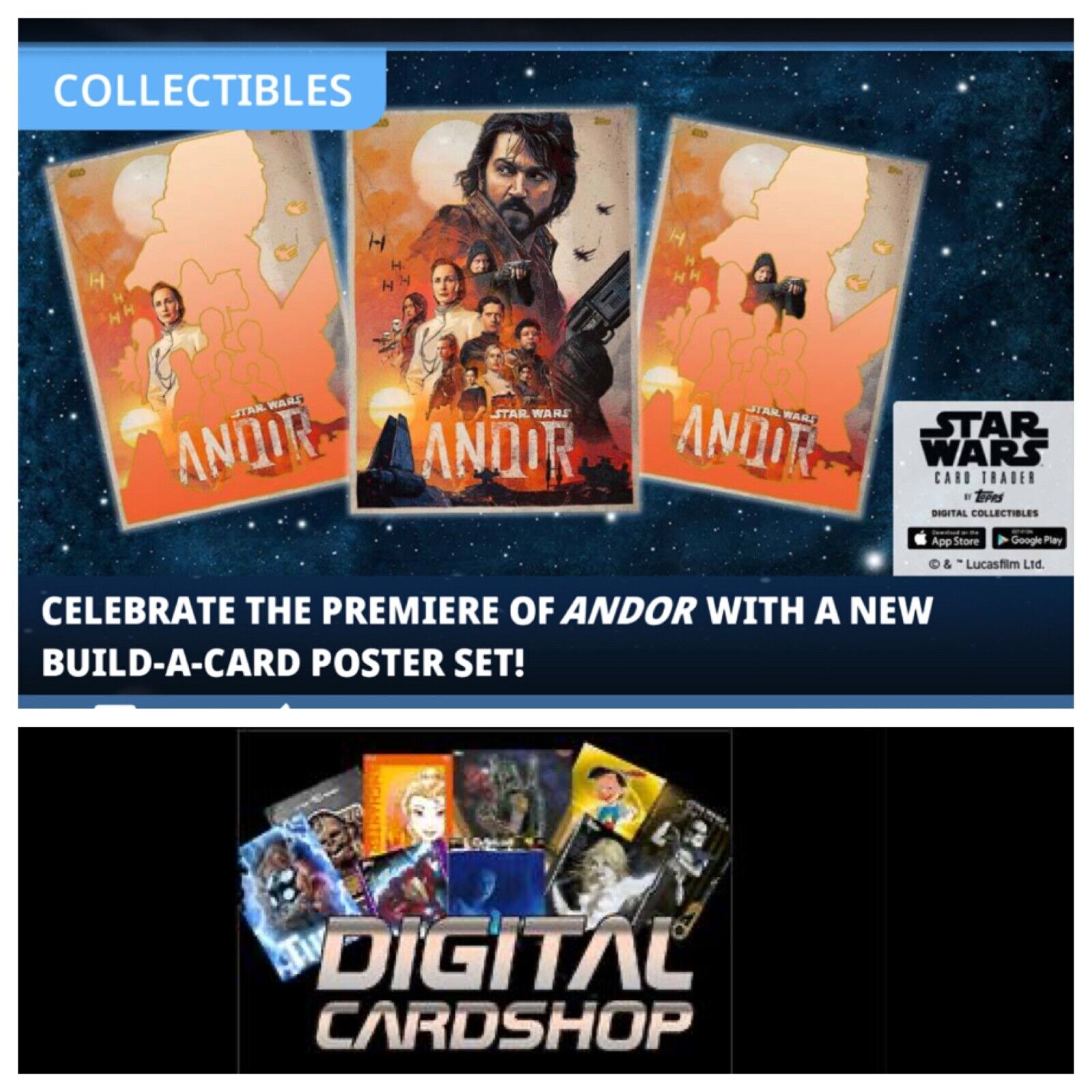 Topps Star Wars Card Trader Andor Build-A-Card Poster Set w/ Poster Meld 13 Card