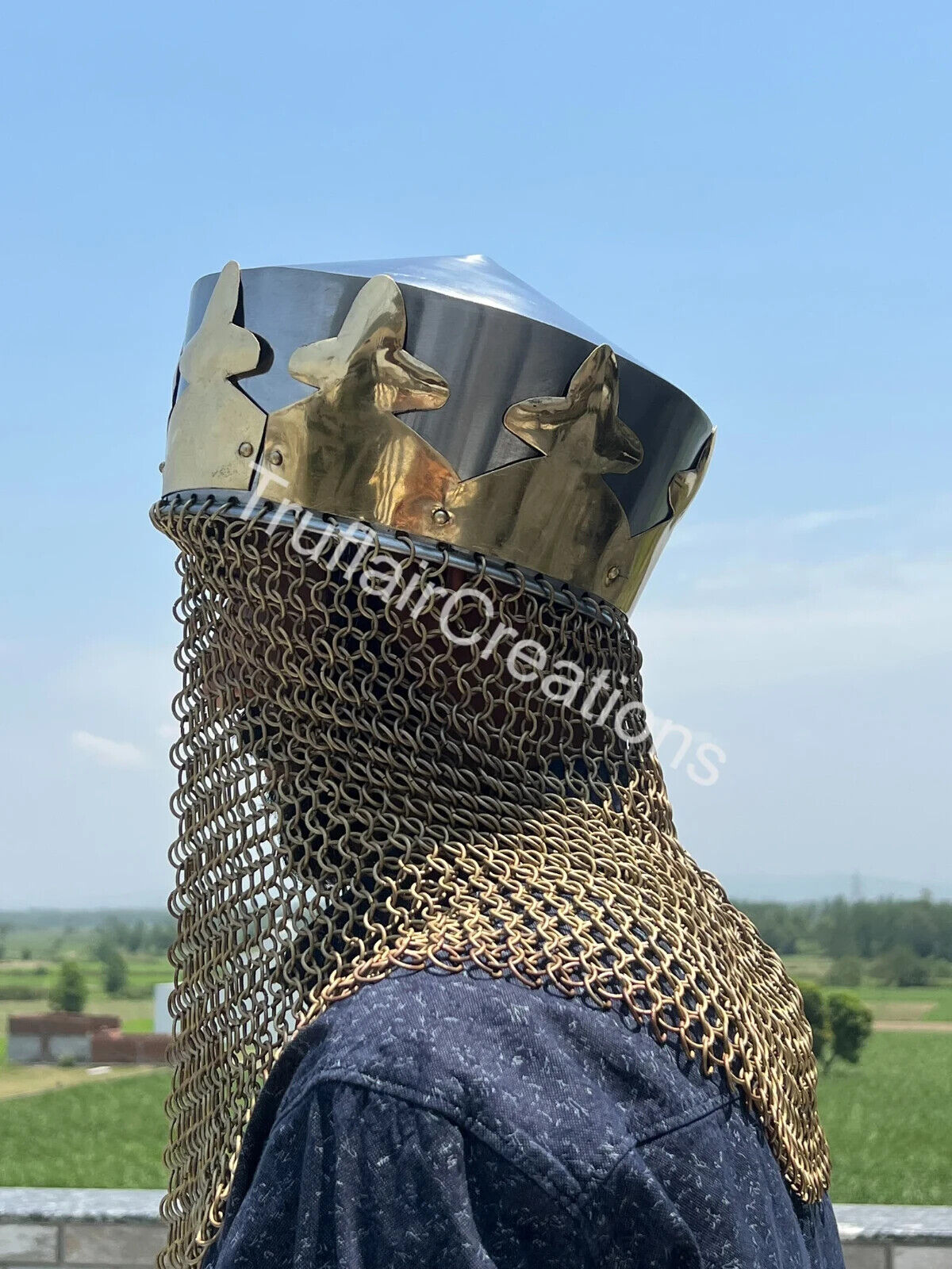 Monty Python King Arthur Royal Helmet with Chain Mail Armor Helmet