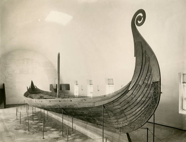 Oseberg Viking ship Viking Ship Museum Oslo Norway 1920-1930 Old Photo