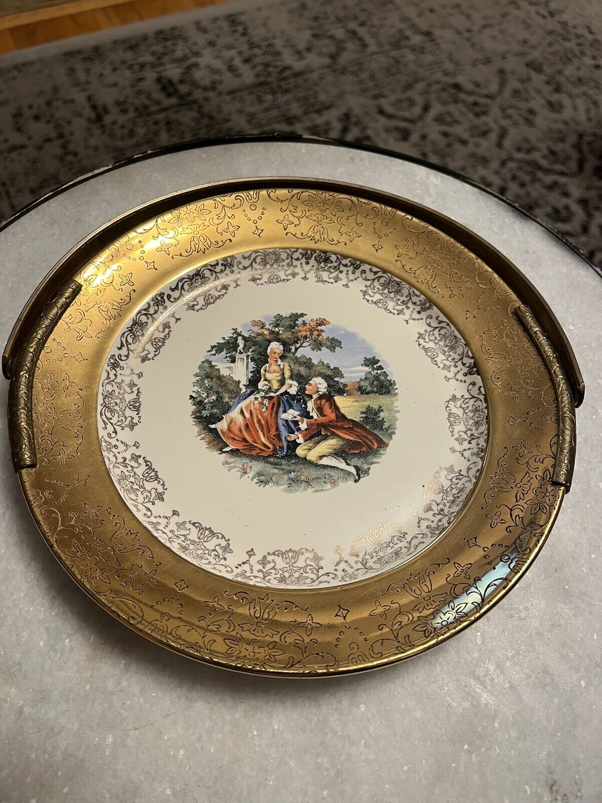 Vintage Sabin Crest- O-Gold Warranted 22k Gold Plate With Handle. George Martha