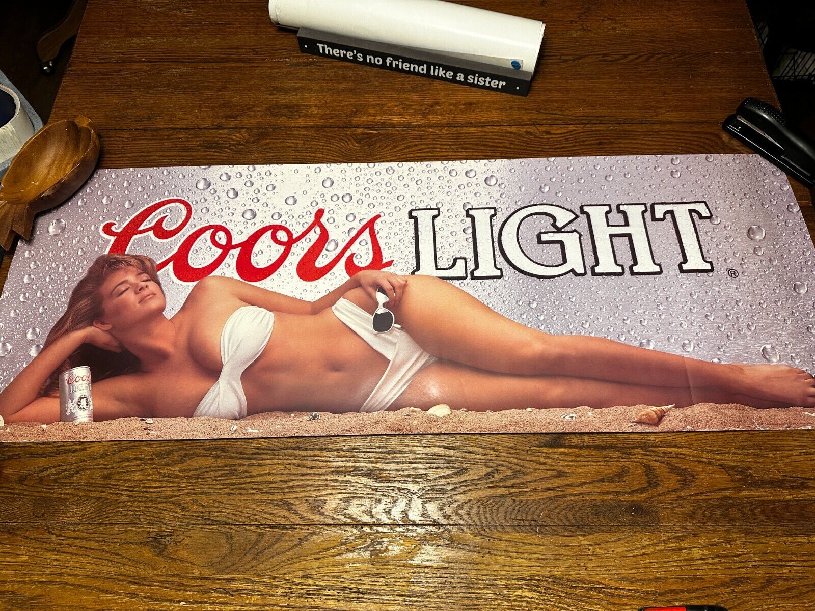VINTAGE 1988 Adolph COORS LIGHT Beer Poster SEXY Bikini model 17X46
