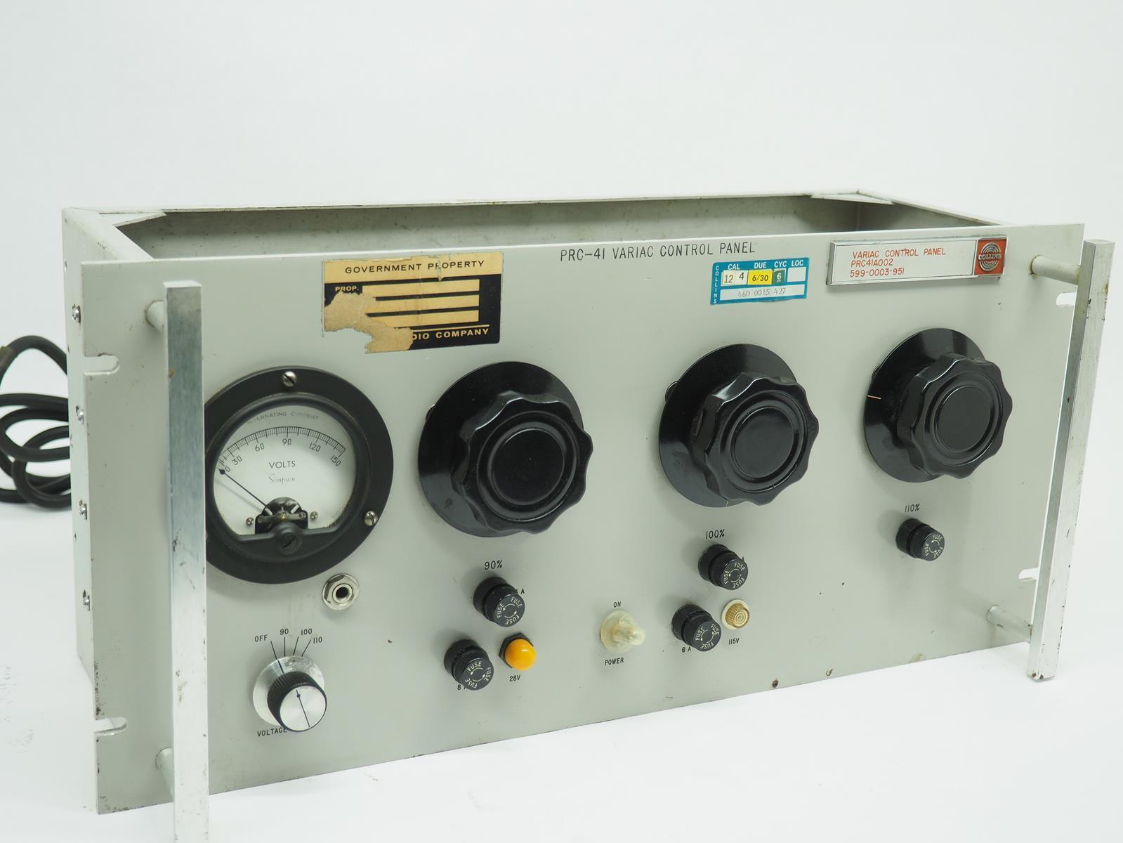 COLLINS PRC-41 VARIAC Control Panel *Untested* 