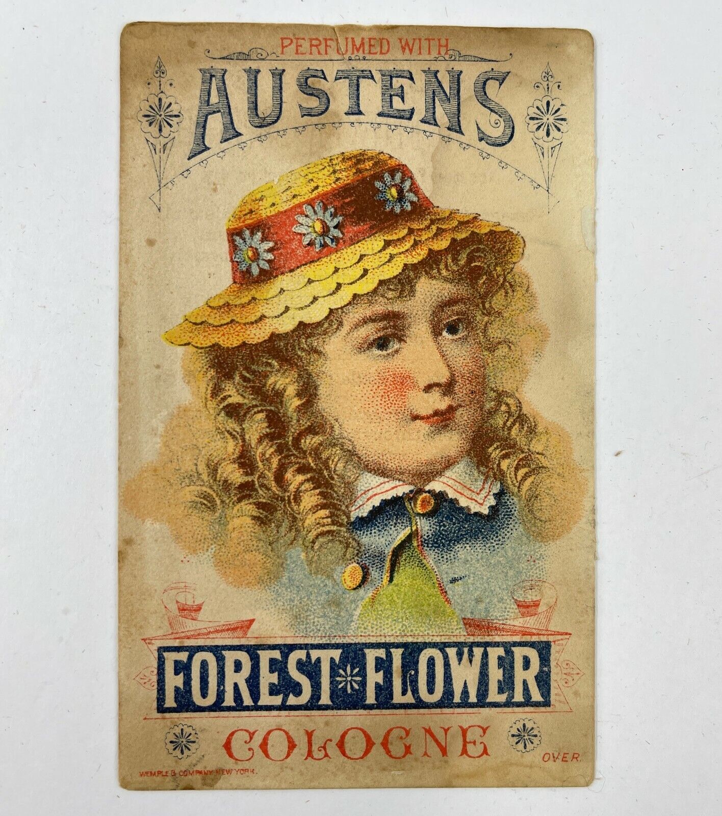 Victorian Trade Card Austens Forest Flower Cologne Cox Druggist Austen Oswego NY