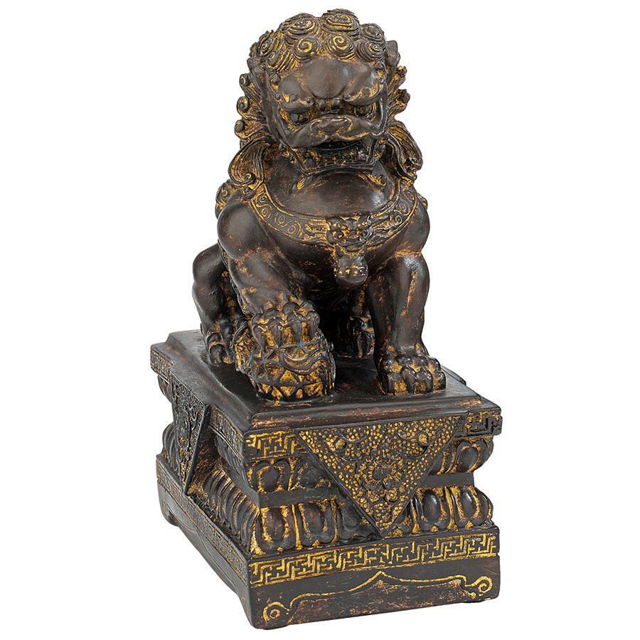 Ancient Guardian Symbol of Strength Male Lion Foo Dog Guardian Sculpture