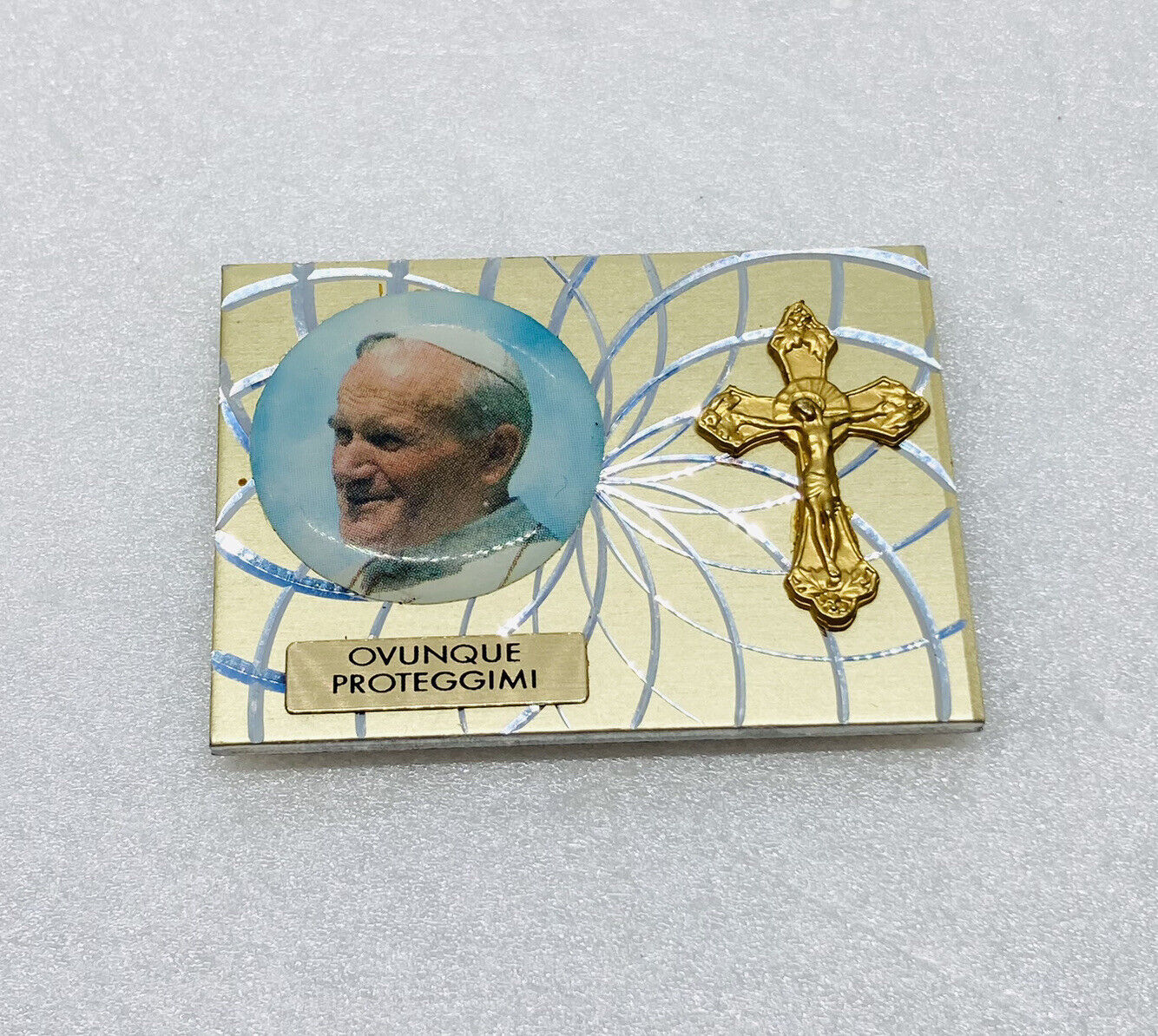 Rare Ovunque Proteggimi Protect Me Glass Fridge Magnet Pope Benedict Crucifix 11