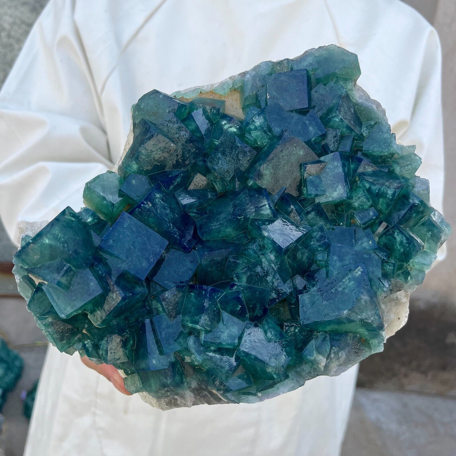 10.8lb NATURAL Green Cube FLUORITE Quartz Crystal Cluster Mineral Specimen