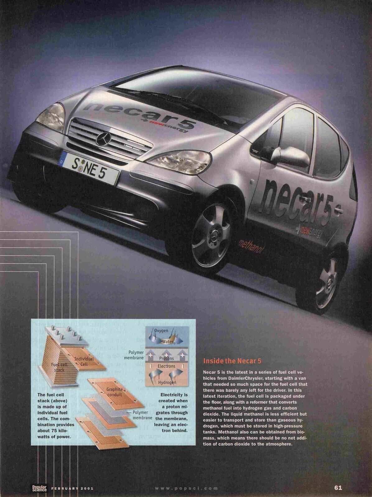 Necar 5 Daimierchrysler Fuel Cell Y2K 2000S Vtg Print Ad 8X11 Wall Poster Art