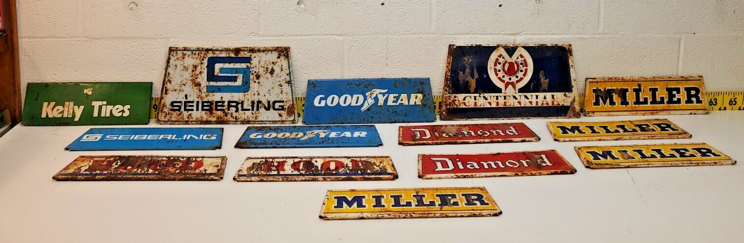 Vintage Lot of 13 Advertisement Tire Signs Kelly, Miller, Diamond, Goodyear(SR)