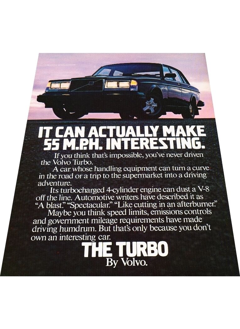 1982 1983 Volvo Turbo Sedan -  Original Vintage Advertisement Print Car Ad J427