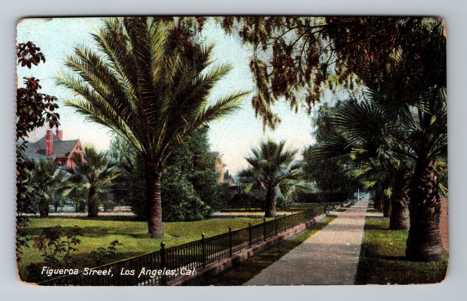 Los Angeles CA-California, Figueroa Street, Scenic View, Vintage Postcard