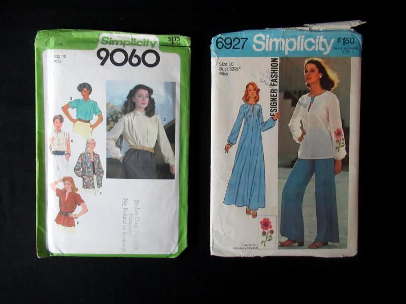 Lot of 2 Vtg Simplicity Sewing Patterns Women's Sz 10 22 Pieces Total 9060 6927